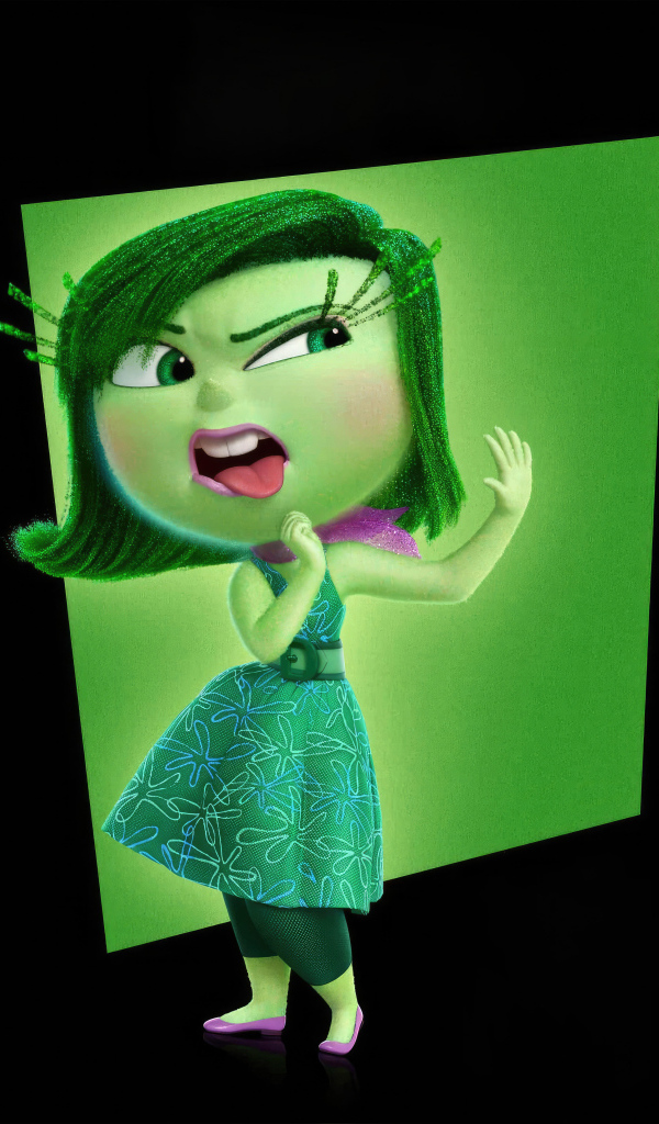 Персонаж Брезгливость нового мультфильма Головоломка 2 на черном фоне, 2024