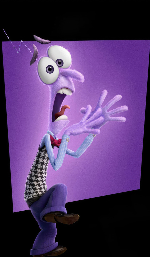 Персонаж Страх нового мультфильма Головоломка 2 на черном фоне, 2024