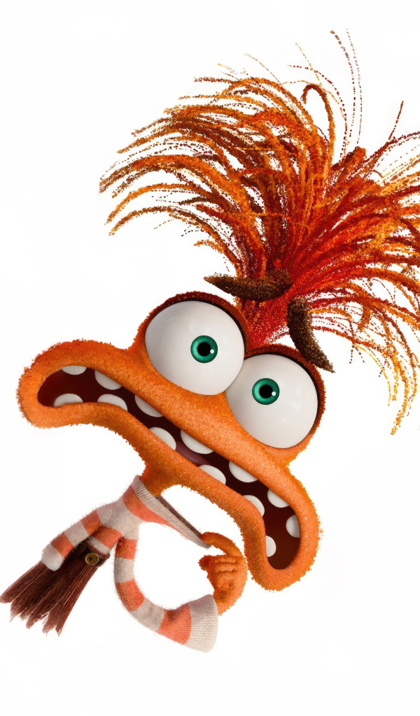 Оранжевый персонаж Тревожность из мультфильма Головоломка 2 на белом фоне