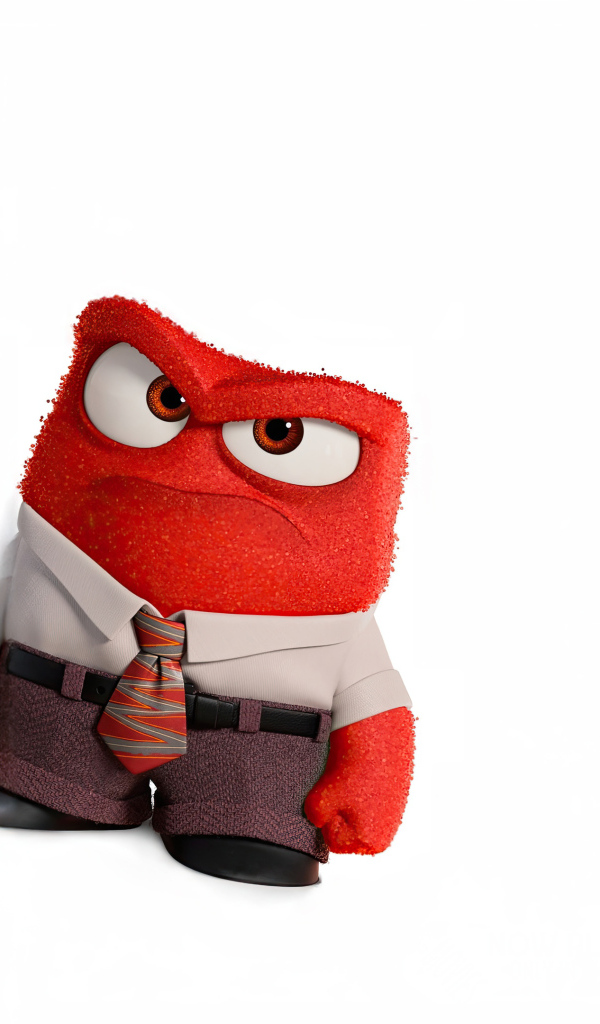 Красный персонаж Гнев из мультфильма Головоломка 2 на белом фоне