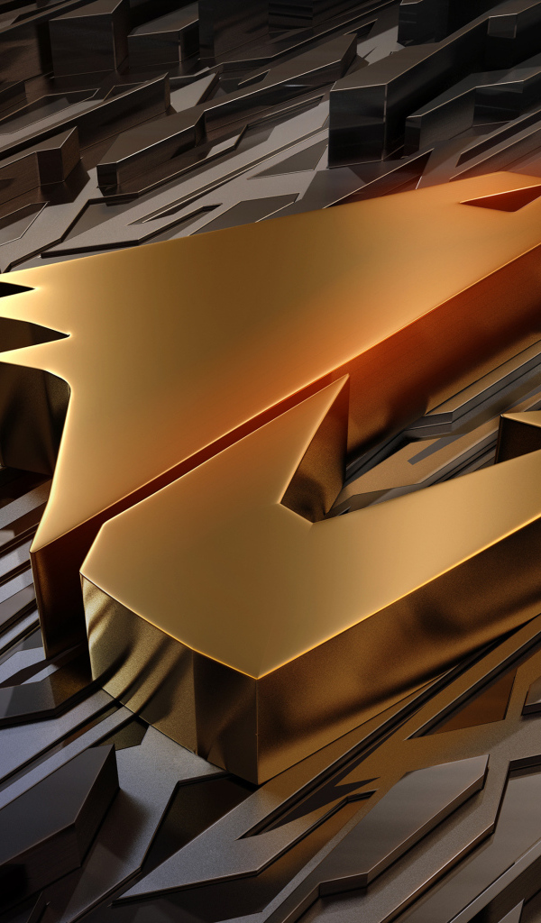 Золотой логотип компании aorus gigabyte