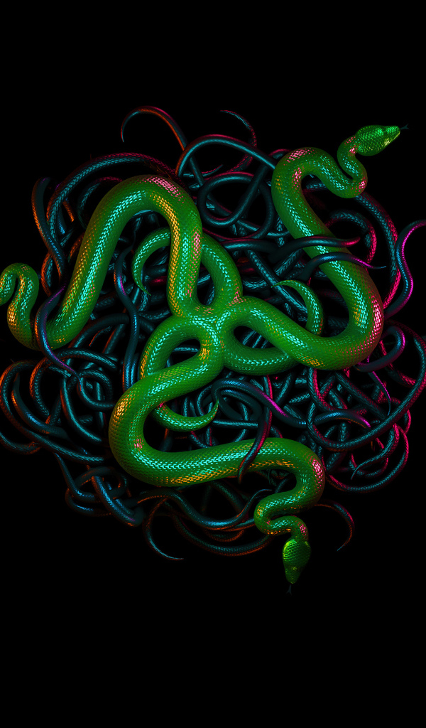 Зеленая змея  логотип razer на черном фоне