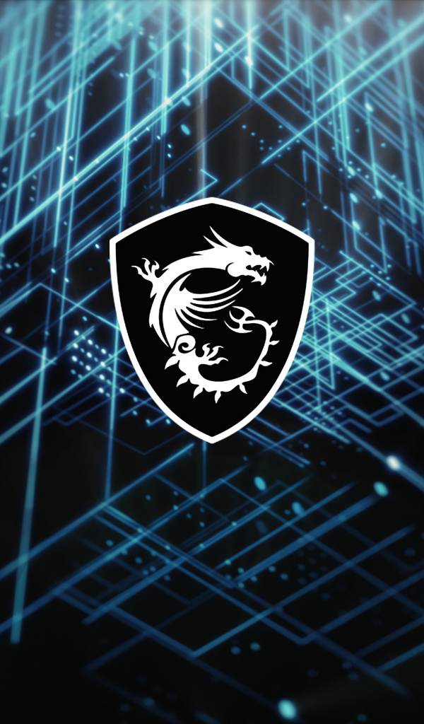 Логотип msi на неоновом фоне с линиями