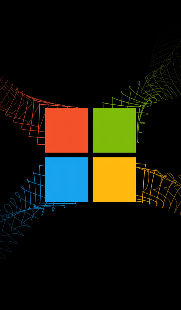Разноцветный значок microsoft windows на черном фоне