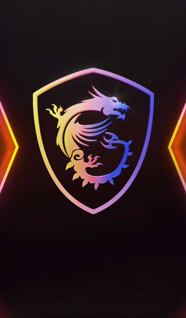 Разноцветные неоновые указатели для логотипа msi