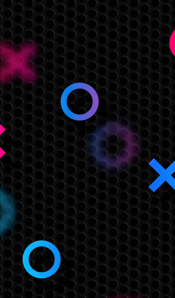 Разноцветные значки playstation на черном фоне