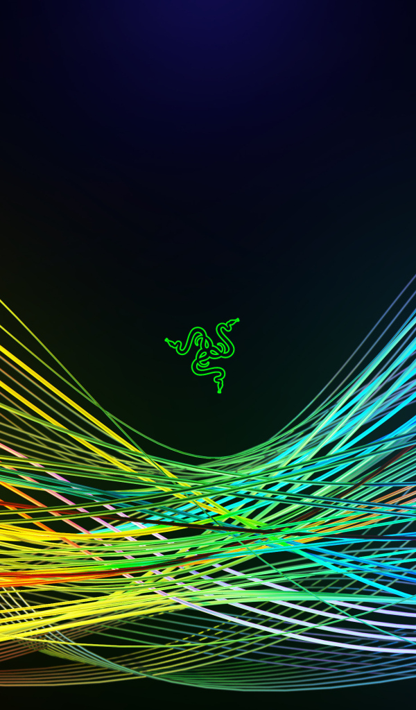 Логотип razer на черном фоне с неоновыми волнами