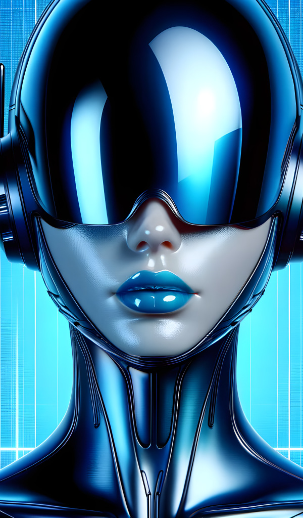 Женщина-робот на голубом фоне 