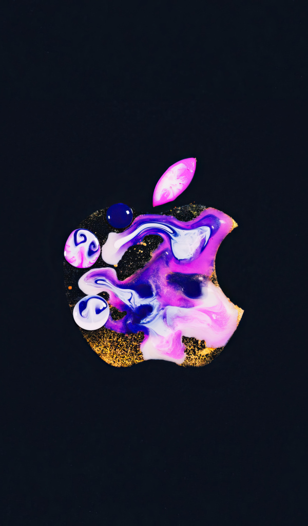 Размытый логотип apple на черном фоне