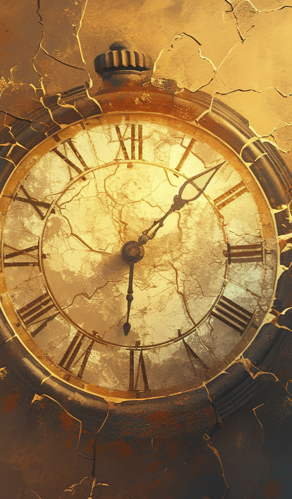 Старые часы на разрушающейся стене