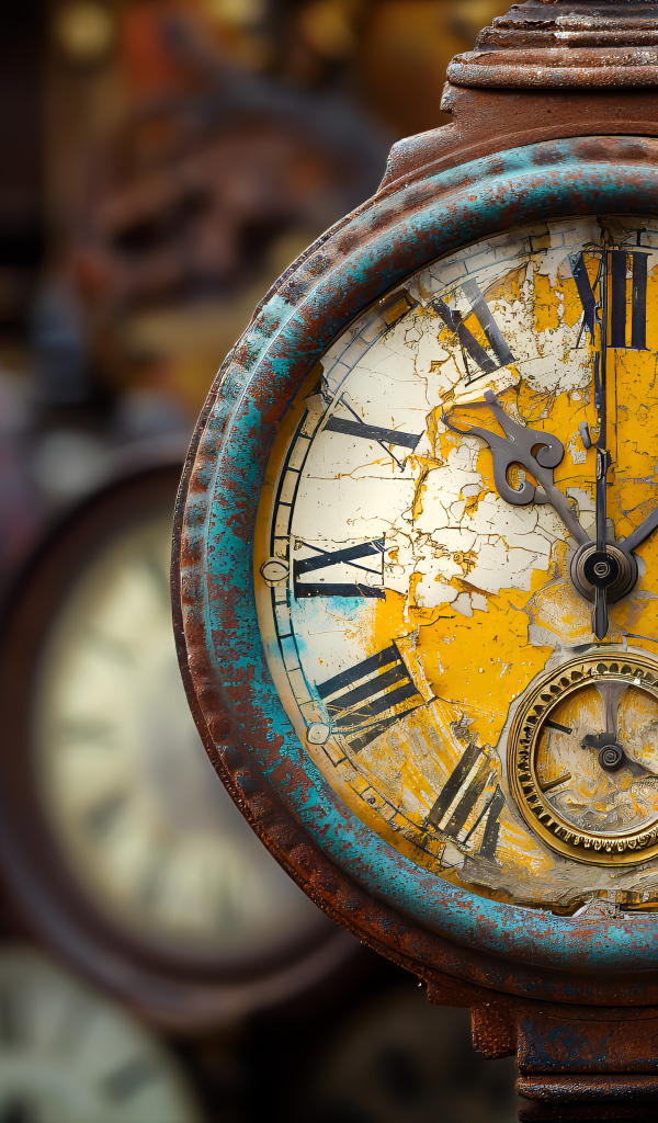 Старые ржавые часы крупным планом