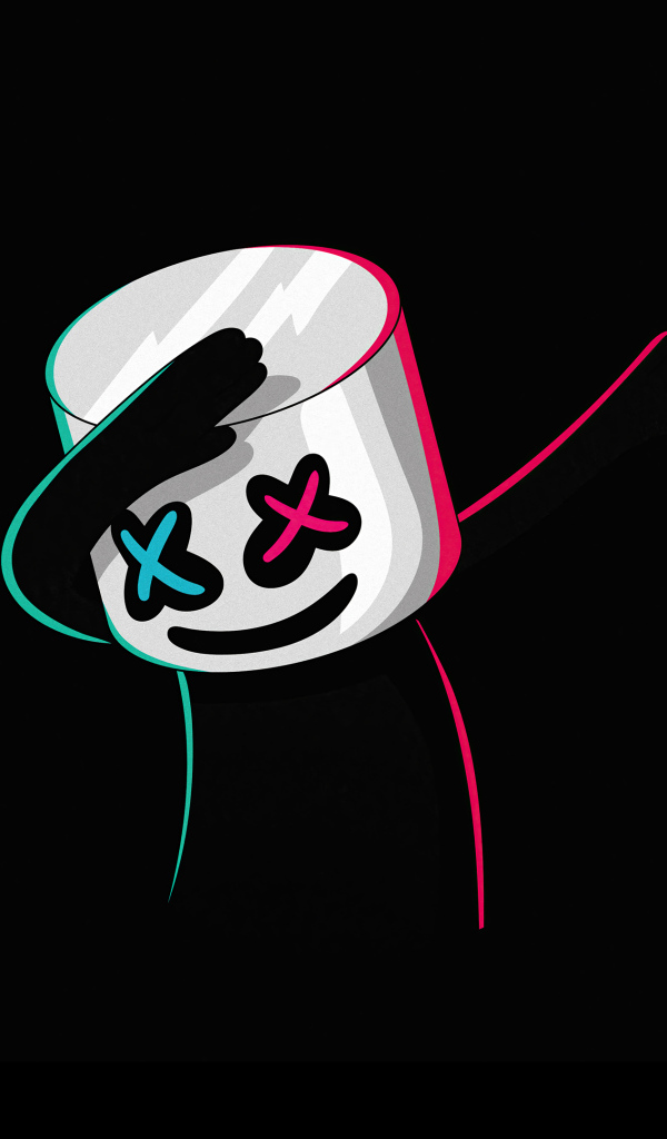 Нарисованный диджей Маршмеллоу на черном фоне