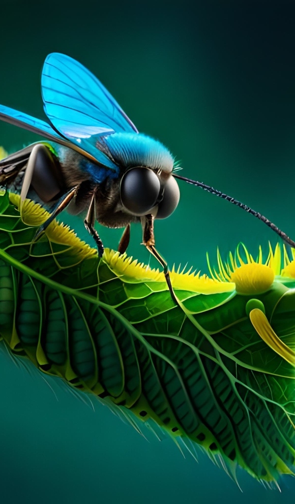 Нарисованная муха на ветке