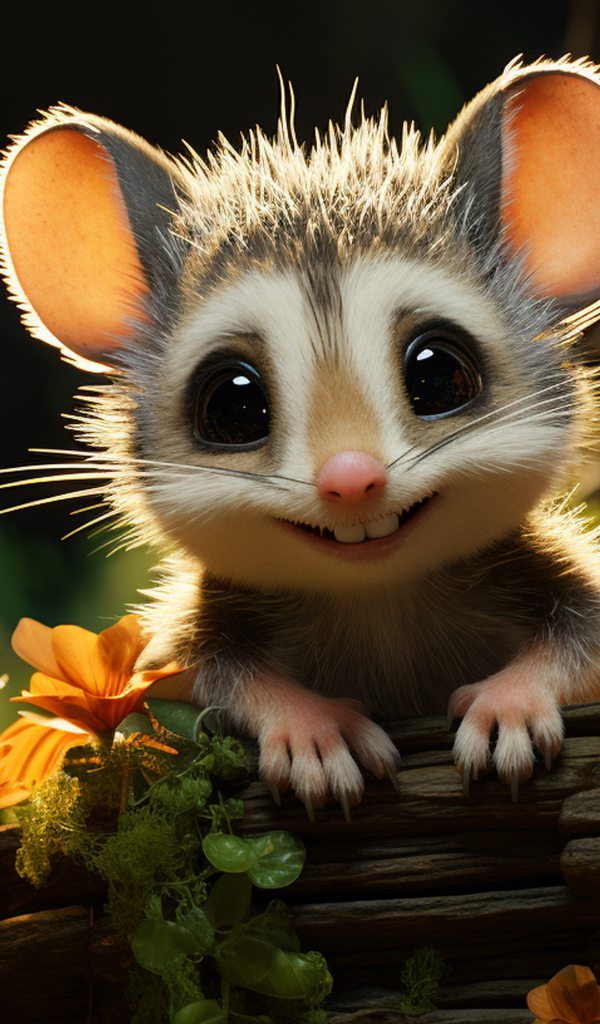 Смешной маленький нарисованный опоссум 