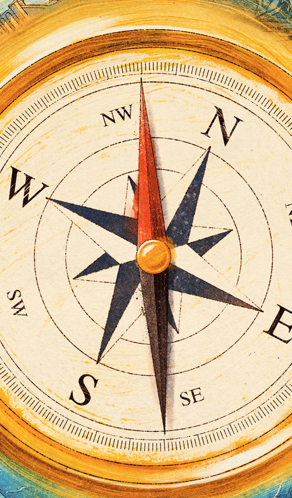 Большой нарисованный компас 