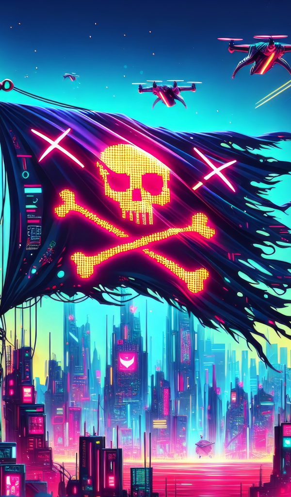 Пиратский флаг над городом