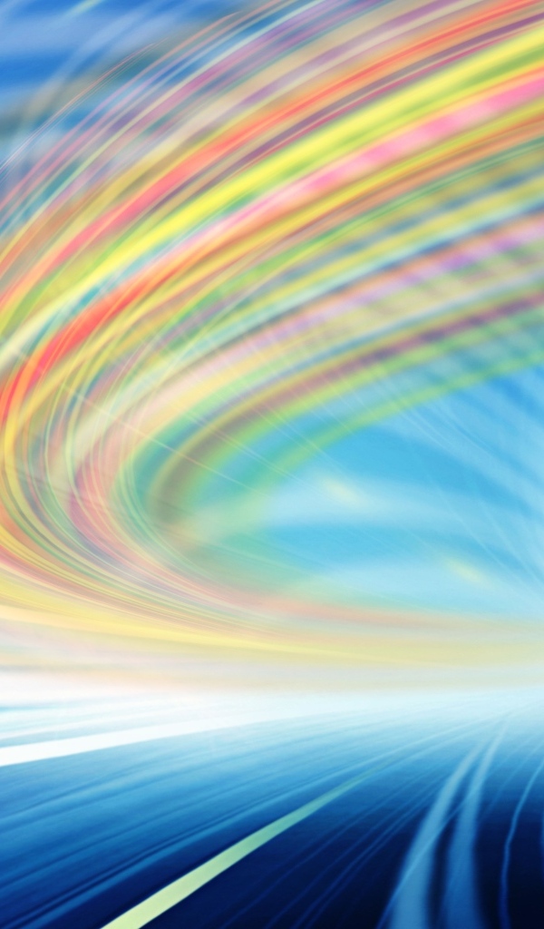 Радужные абстрактные волны на голубом фоне