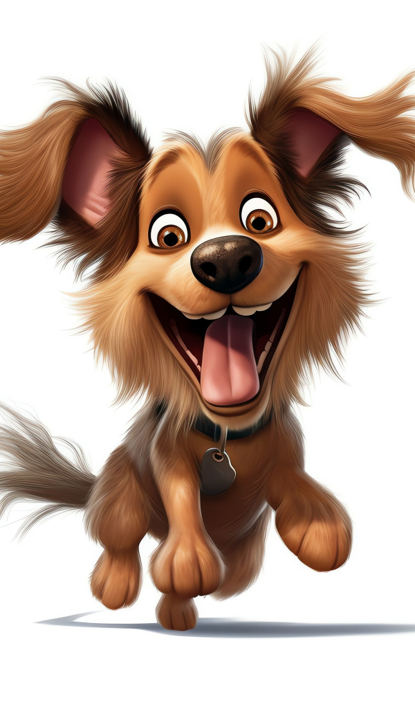Довольный нарисованный щенок на белом фоне