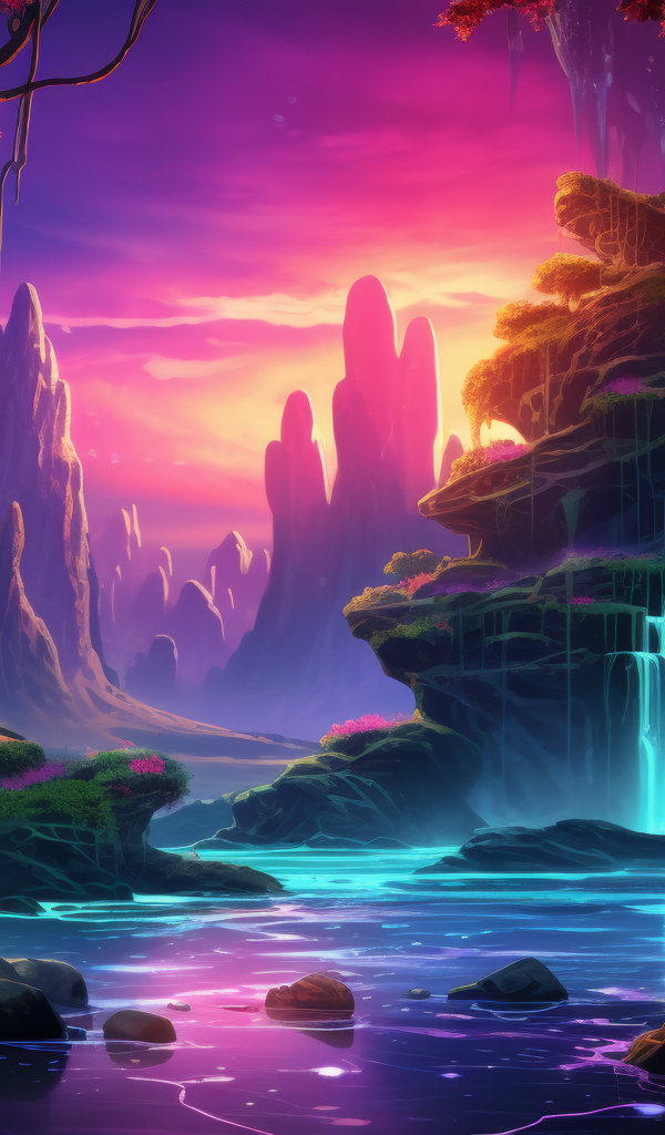 Голубая вода водопада стекает по камням