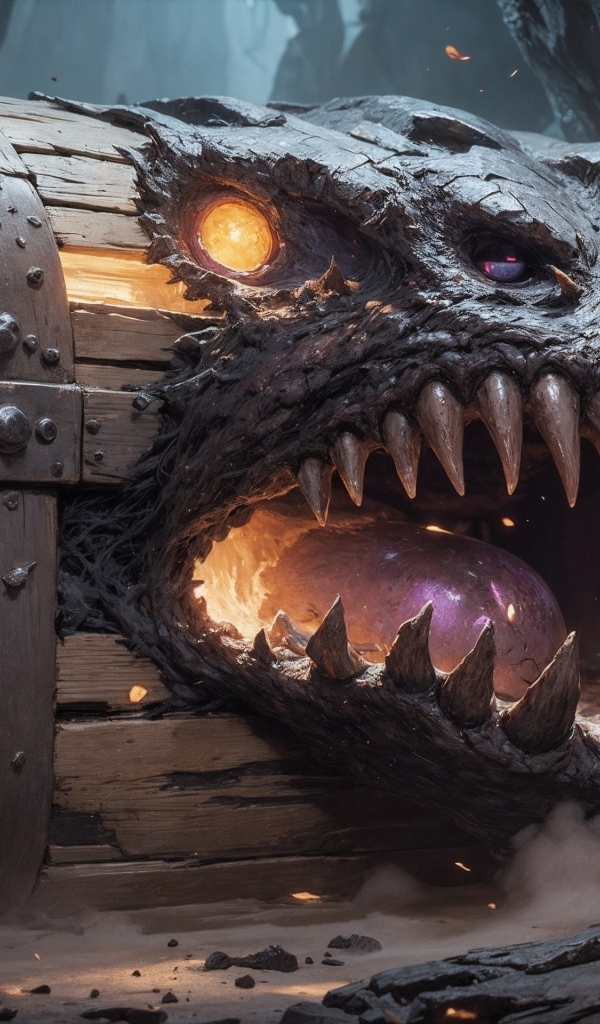 Сундук монстр с острыми клыками