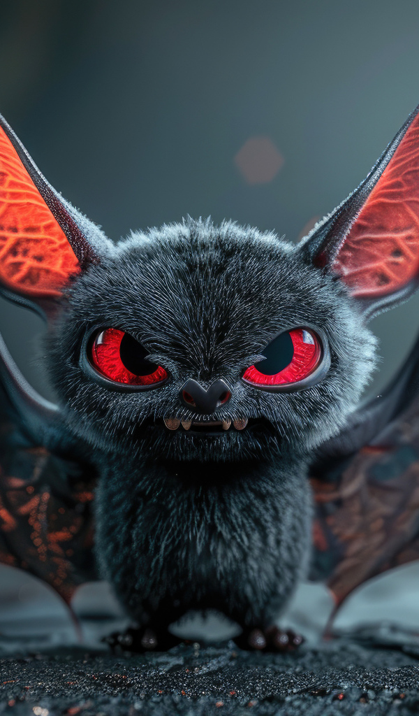 Злобная летучая мышь с красными глазами