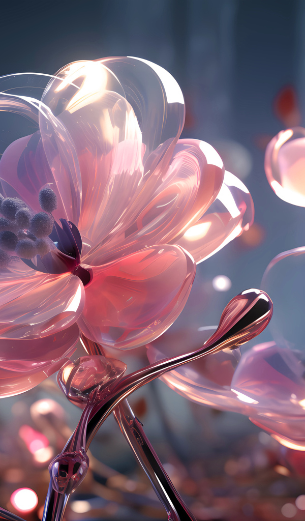 Фантастические стеклянные розовые цветы