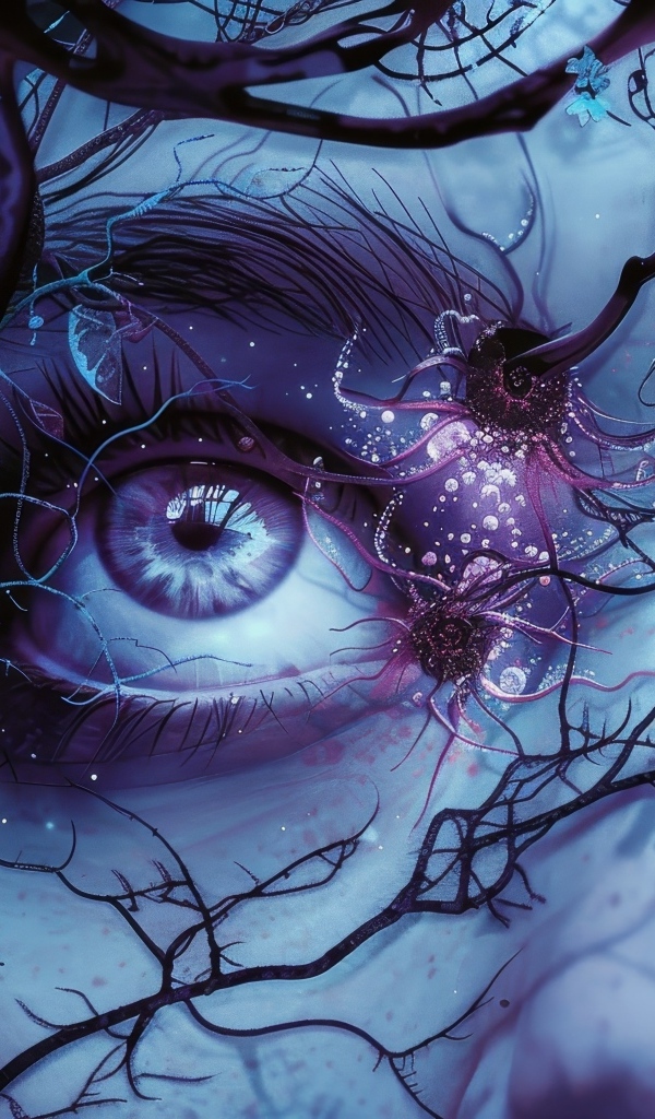 Фантастические глаза с растениями на лице