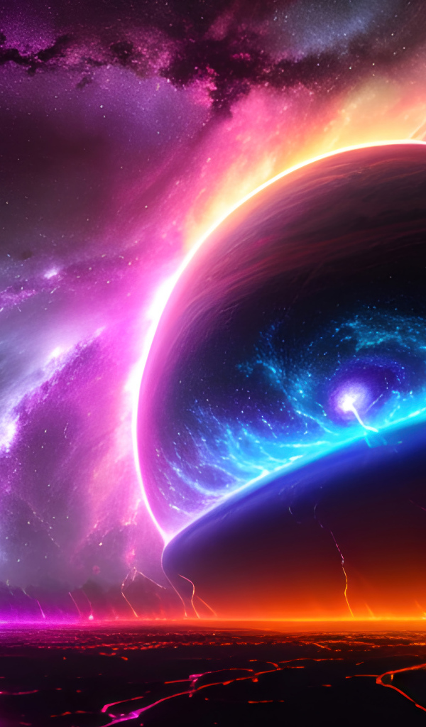 Фантастическая планета в небе на магме