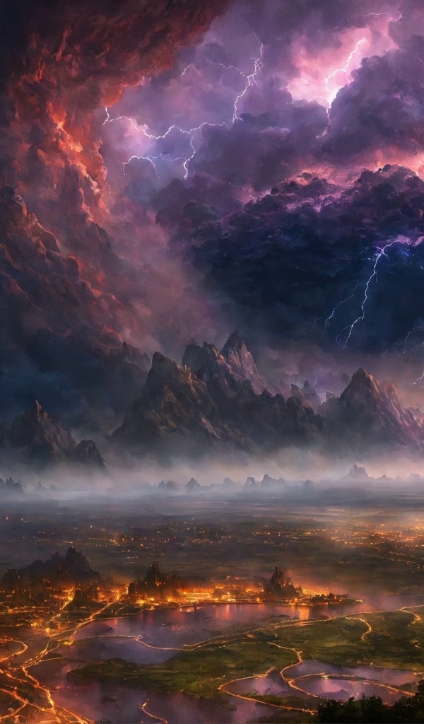 Фантастическое грозовое небо над городом