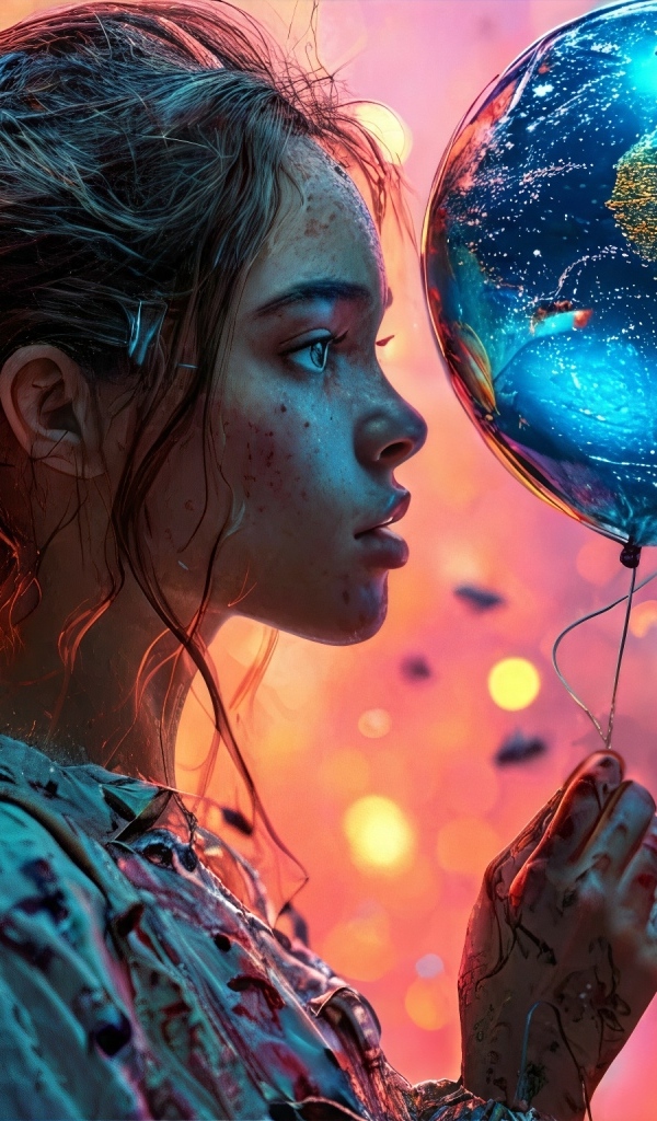 Девочка с волшебным шариком в руках