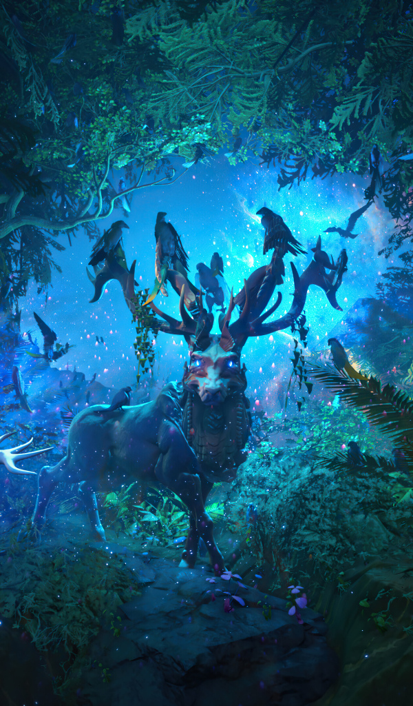 Мифический олень в лесу