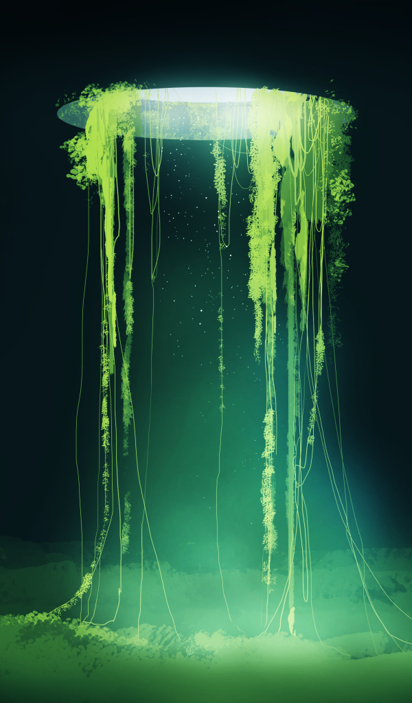 Растения растут из дыры в небе