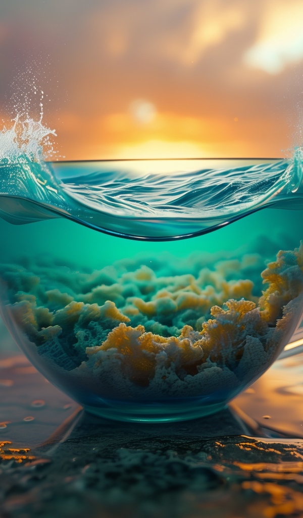 В кружке вода и морские водоросли