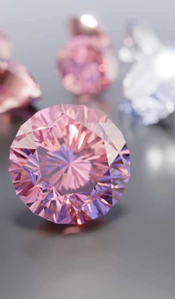 Бриллианты на сером фоне крупным планом