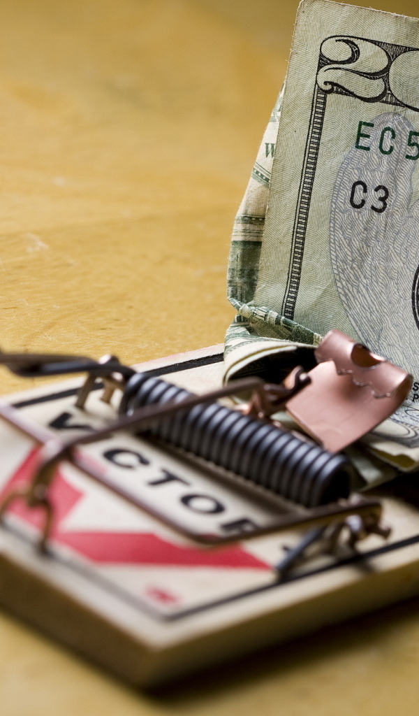 Купюра доллара в мышеловке