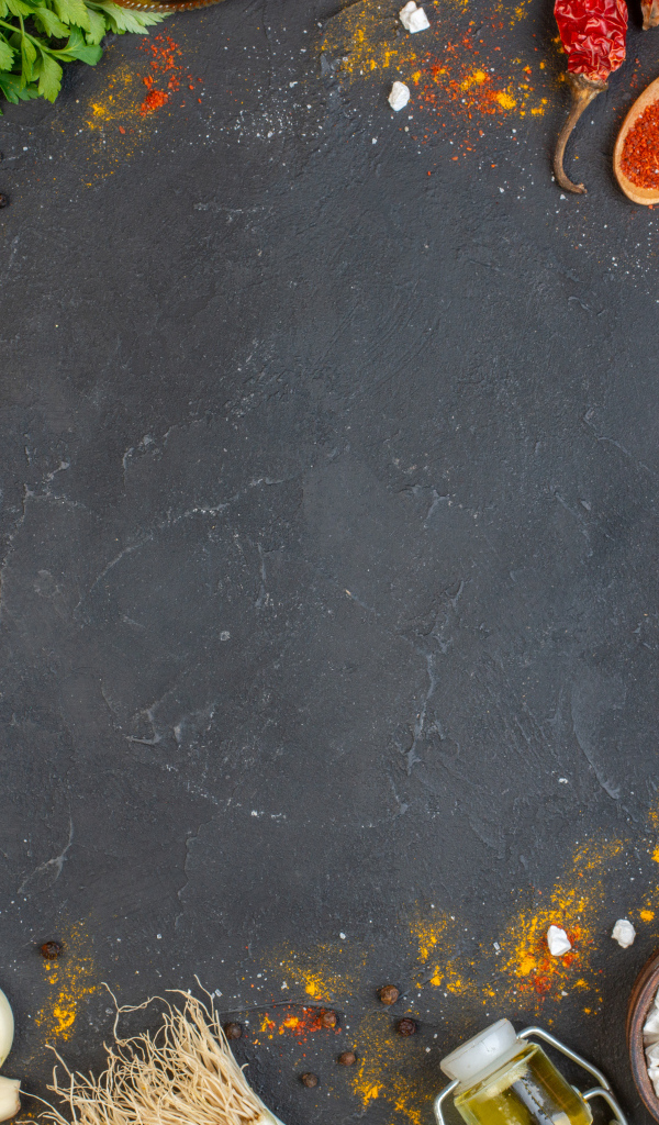 Серый фон с овощами и фруктами, шаблон