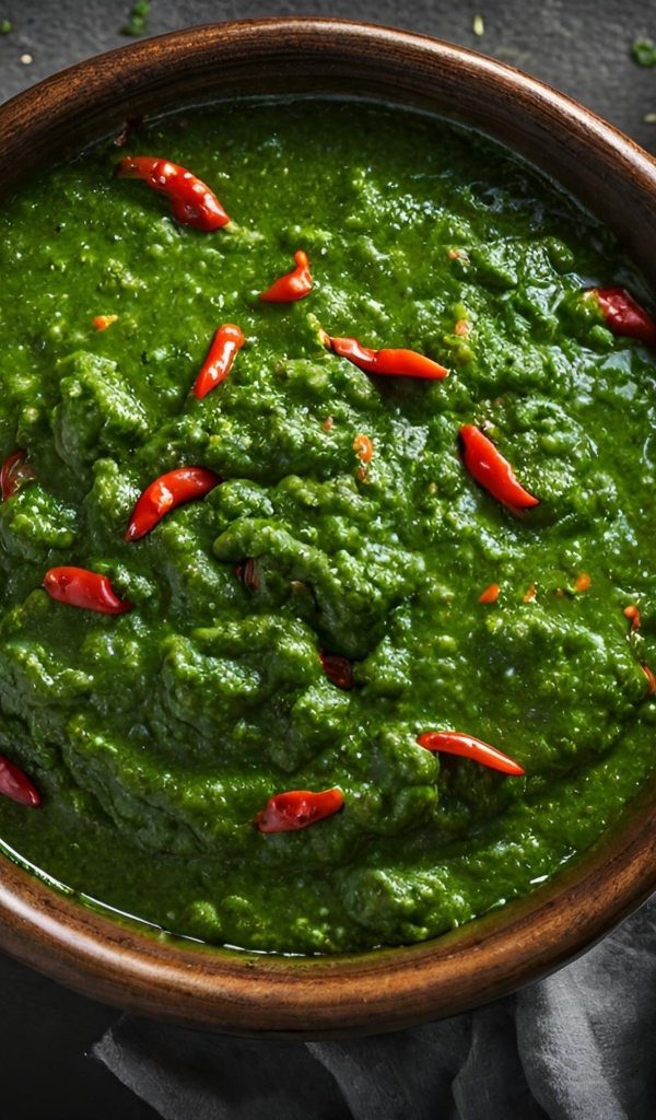 Зеленая паста с овощами и специями