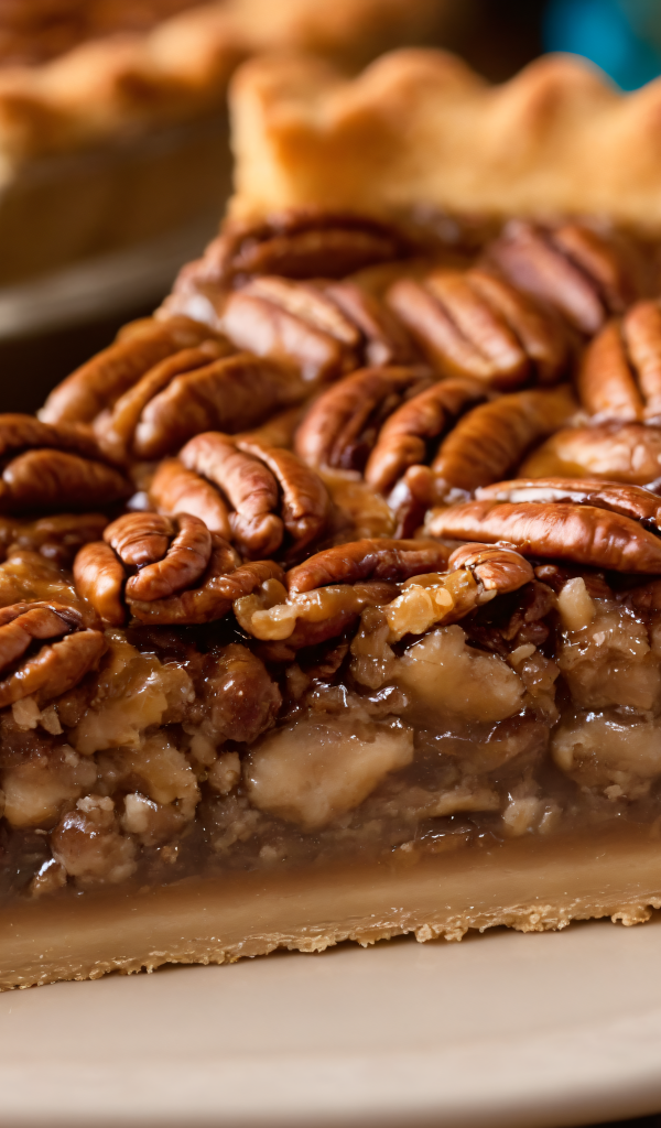 Кусок пирога с орехами пекан