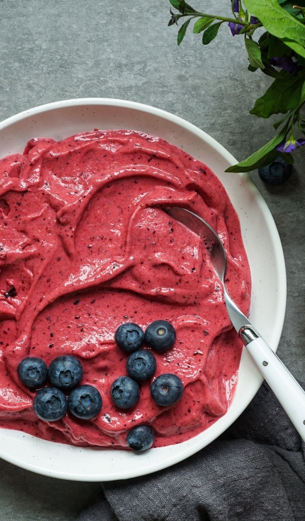 Ягодный щербет с черникой на столе