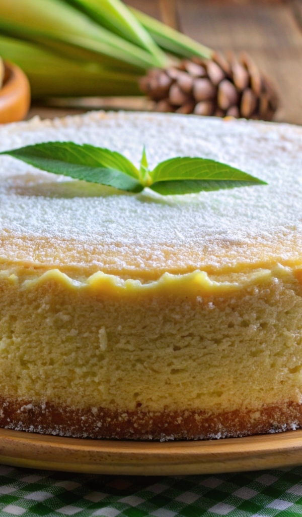 Большой лимонный торт на столе