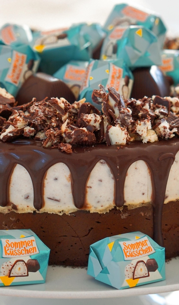 Шоколадный торт с вкусными конфетами