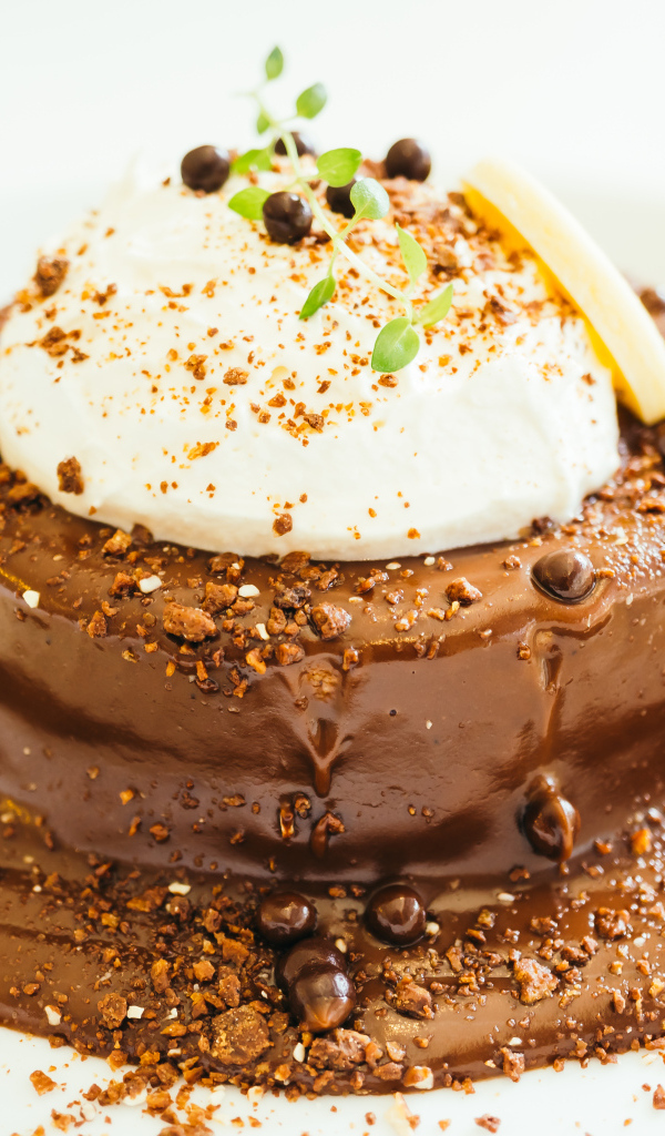 Пирожное в шоколаде со взбитыми сливками