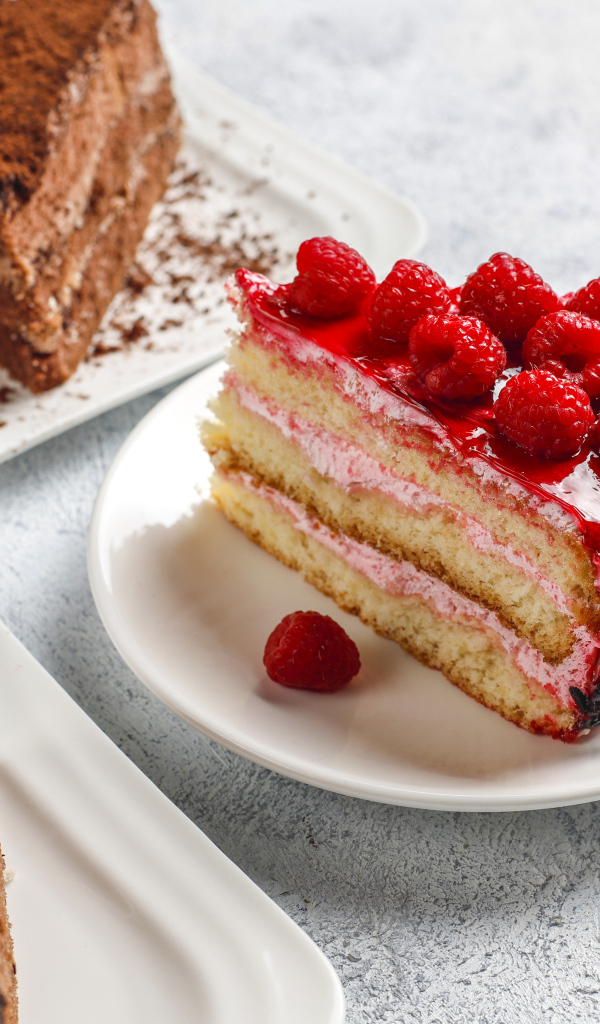 Разные куски аппетитного торта на столе