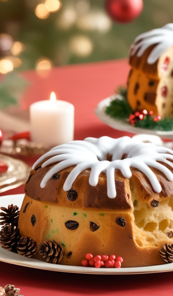 Праздничный кекс с глазурью на столе