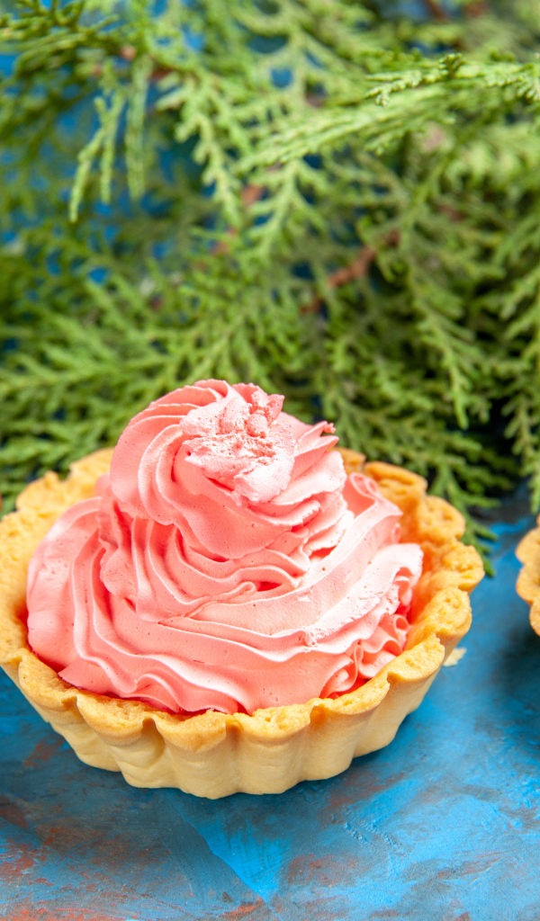 Песочные корзиночки с разноцветным кремом