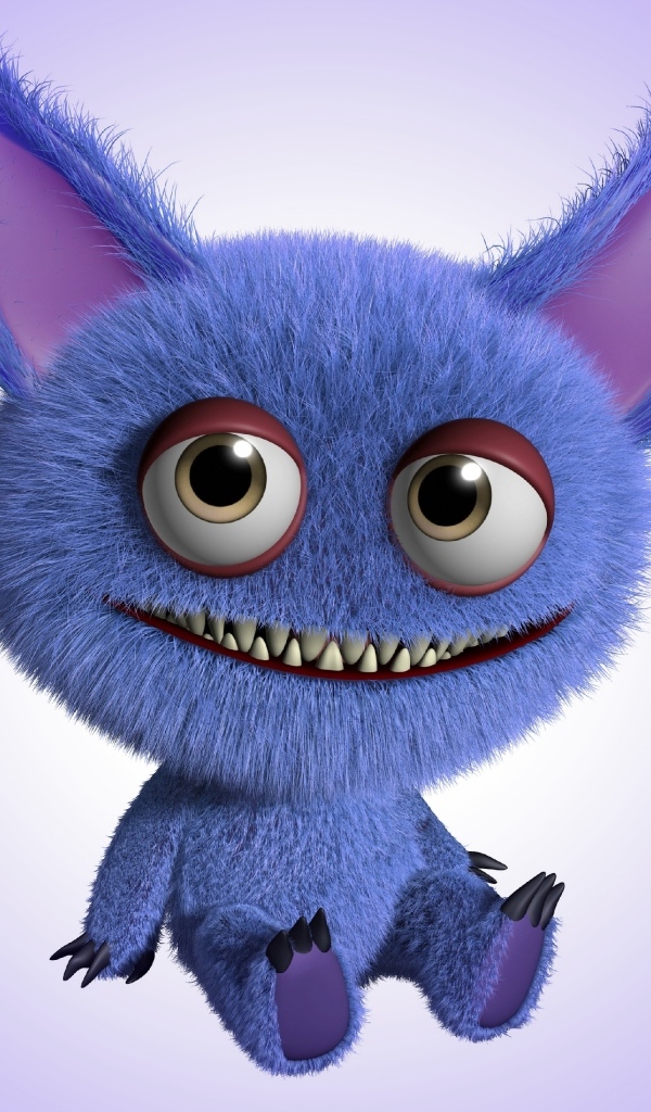 Мохнатый синий монстр с большими ушами