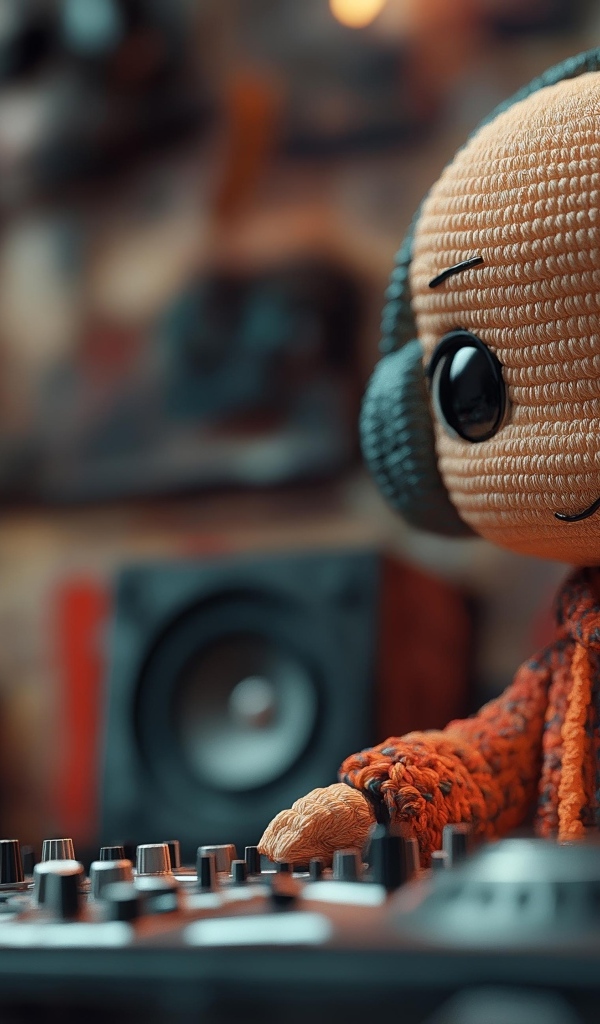 Вязаный диджей за пультом