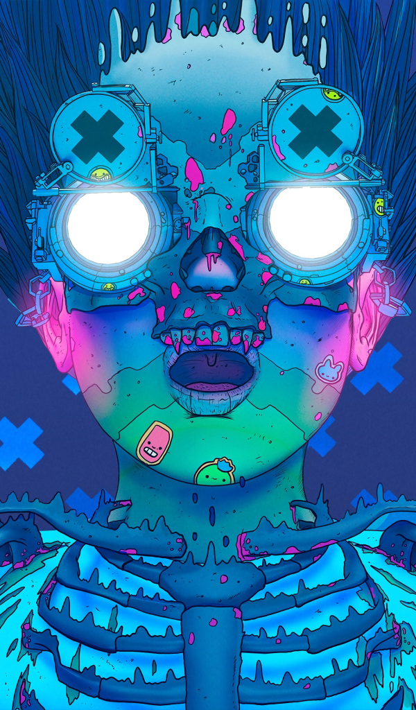 Человек с очками на синем фоне