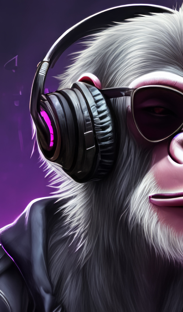 Обезьяна в очках и наушниках