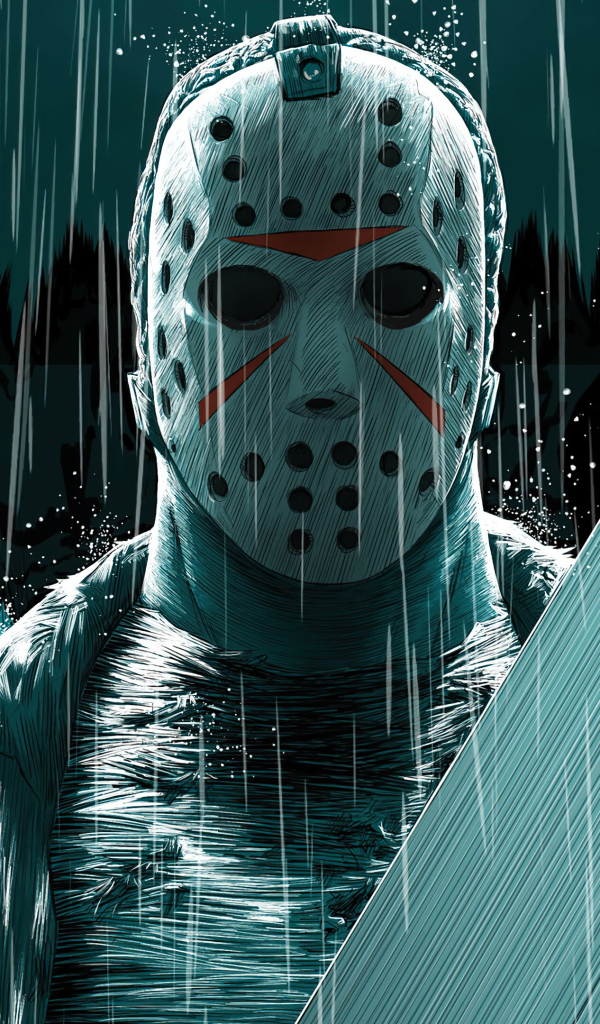 Мужчина в маске с мачете в руках